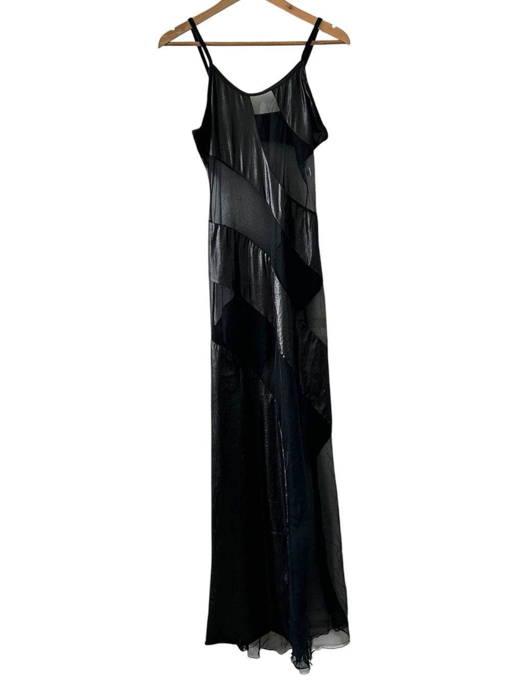 Cottelli Collection Black Sheer Panel Long Lingerie Slip Size XL